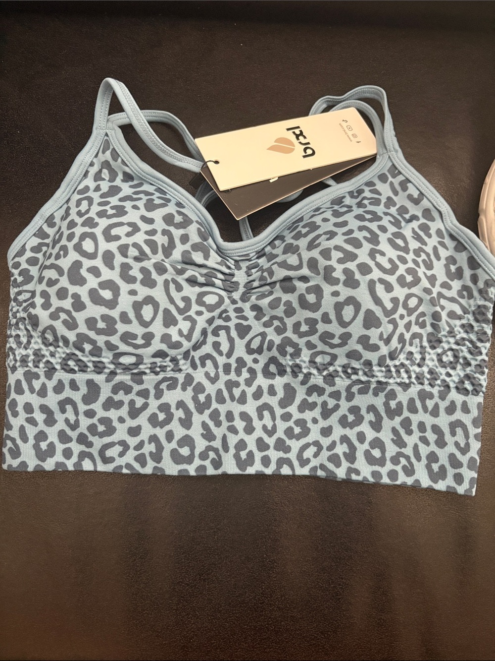 Leopard-Print Light Blue Seamless Support Bralette